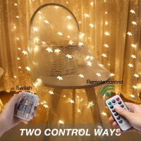 Yotelim Star String Lights Battery Operated Warm White Water Proof 2 Pack 197Ft 40 Led Fairy String Light 8 Modes With Remote