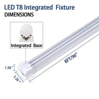 Trlife 8Ft Led Light Fixtures 72W, 8Ft Led Shop Light 6000K Cool White Dual Side T8 V-Shape Integrated 8 Foot Led Tube Lights(150W Fluorescent Light Equivalent), 8640Lm, Clear Cover (6 Pack)