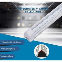 Trlife 8Ft Led Light Fixtures 72W, 8Ft Led Shop Light 6000K Cool White Dual Side T8 V-Shape Integrated 8 Foot Led Tube Lights(150W Fluorescent Light Equivalent), 8640Lm, Clear Cover (6 Pack)