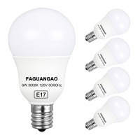 Faguangao E17 Intermediate Base Led G14 Bulbs, 6W 60W Equivalent, 3000K Soft White, 600Lm,Globe Light Bulbs For Ceiling Fan, Chandelier Lighting, Not Dimmable, Pack Of 4