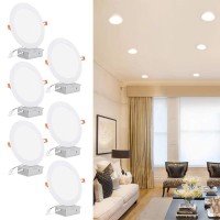 Jarlstar 8 Inch Led Recessed Light 6 Pack, Recessed Lighting Ultra-Thin Recessed Ceiling Light With Junction Box, 18W 3000K Warm White Dimmable Slim Led Downlight High Brightness Can Lights Cri80+