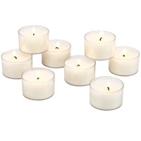 Stonebriar 48 Count White Unscented Smokeless Long Burning Clear Cup Tea Light Candles With 8 Hour Burn Time