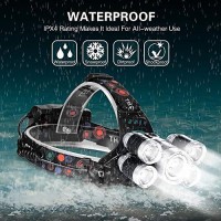 Headlamp 12000 Lumen Ultra Bright Led Work Headlight,Brightest Usb Rechargeable Headlamps,4 Modes Waterproof Zoomable Head Lamp Best Headlamps For Adults Camping Cycling Hiking Hunting Outdoors