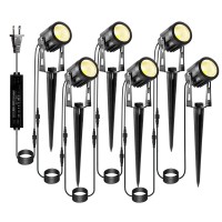 Ecowho Landscape Lights Outdoor, 3W 12V Low Voltage Landscape Lighting Kit With Transformer, 2700K Super Warm White (1800Lm) Waterproof Led Spot Lights For House Garden Yard Pathway Tree 6 Pack