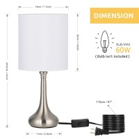 Haitral Small Table Lamps - Modern Nightstand Lamps Set Of 2 With Metal Base And White Fabric Shade, Desk Lamps For Bedroom, College Dorm, Office - Non-Touch Switch (Ht-Btl05-2W)