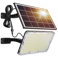 Jackyled 1000 Lumens 299 Led Solar Lights Outdoor Bright Solar Dusk To Dawn Light With 4000Mah Battery, Ip65 Waterproof Outdoor Solar Powered Security Flood Light For Wall Porch Shed Barn