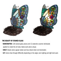 Lavish Home Tiffany Style Butterfly Lamp Stained Glass Table Or Desk Light Led Bulb Included Colorful Vintage Look Butterfly