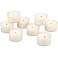 Stonebriar Bulk 96 Pack Unscented Smokeless Long Burning Clear Cup Tea Light Candles With 8 Hour Extended Burn Time White