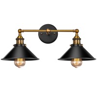 2-Light Bathroom Vanity Light Fixtures, Licperron Farmhouse Black Bathroom Light Over Mirror, Industrial Wall Sconces Vanity Lighting For Bathroom Kitchen Cabinet, Gold