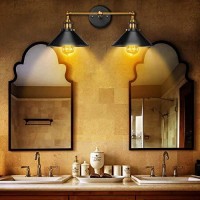 2-Light Bathroom Vanity Light Fixtures, Licperron Farmhouse Black Bathroom Light Over Mirror, Industrial Wall Sconces Vanity Lighting For Bathroom Kitchen Cabinet, Gold