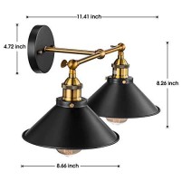 2-Light Bathroom Vanity Light Fixtures, Licperron Farmhouse Black Bathroom Light Over Mirror, Industrial Wall Sconces Vanity Lighting For Bathroom Kitchen Cabinet, Gold