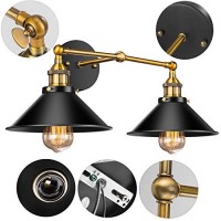 2-Light Bathroom Vanity Light Fixtures, Licperron Farmhouse Black Bathroom Light Over Mirror, Industrial Wall Sconces Vanity Lighting For Bathroom Kitchen Cabinet, Gold