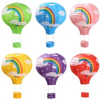 Hot Air Balloon Paper Lanterns For Wedding Birthday Engagement Christmas Party Decoration Rainbow Set Pack Of 6