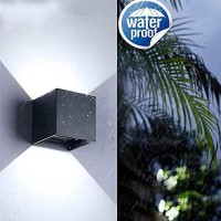 Bolxzhu (2 Pack) Led Aluminum Waterproof Wall Lamp,12W Black 6000K Adjustable Outdoor Wall Sconces Garden Corridor Lights Wall Mounted Lamp