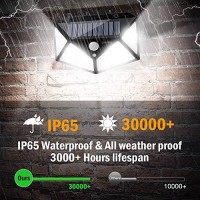 2Pcs Solar Lights Outdoor Motion Sensor,100 Led Solar Fence Lights Ip65 Waterproof Solar Security Lights With 270Ͽ