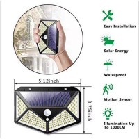 2Pcs Solar Lights Outdoor Motion Sensor,100 Led Solar Fence Lights Ip65 Waterproof Solar Security Lights With 270Ͽ