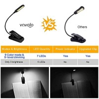 Vavofo Rechargeable Reading Light, 7 Leds With 9 Color Temperature 9 Brightness Levels Clip On Book Lights For Reading In Bed With Power Indicator For Bookworms (Grey)