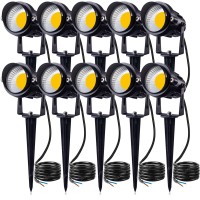 Sunvie 12W Led Landscape Lights Low Voltage Garden Pathway Lights Super Warm White 12V Waterproof Outdoor Spotlights For Driveway Walkway Yard Patio Porch Trees With Spike Stand (10 Pack)