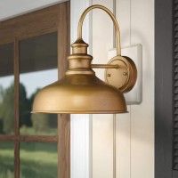 Zeyu 2 Pack Industrial Gooseneck Wall Light, 11 Inches Barn Light Fixture, Gold Finish, 02A390-2 Ag