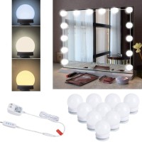 10 Bulbs Dimmable Lights Stick On, 3 Colors Makeup Light, Vanity Lighting Fixtures For Hollywood Mirror(No Mirror Included)