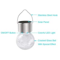 6 Pack Hanging Solar Powered Led Light With 9 Color Auto-Changing, Cracked Glass Ball Light, Waterproof Outdoor Decorative Lantern For Garden, Yard, Patio, Lawn