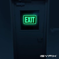 Isyfix Exit Glow In The Dark Sign Stickers Red 2 Pack 10X7 Inch Photoluminescent Vinyl Laminated For Uv Weather Fade Res