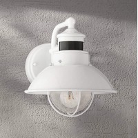 John Timberland Oberlin Rustic Industrial Farmhouse Outdoor Barn Light Fixture White Dusk To Dawn Motion Sensor 9