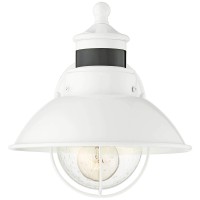 John Timberland Oberlin Rustic Industrial Farmhouse Outdoor Barn Light Fixture White Dusk To Dawn Motion Sensor 9