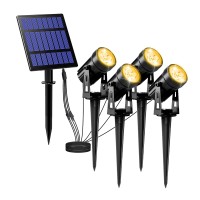 T-Sunus Solar Garden Spotlight Outdoor, 4-In-1 Solar Spot Lights Ip65 Waterproof 9.8Ft Cable, 5W Separated Solar Panel, Auto On/Off For Tree Patio Yard Driveway Pathway Pool Area(Warm White 3000K)