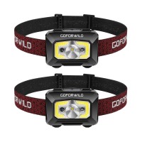 Goforwild Rechargeable Headlamp, Cob Enhanced Headlamp, 500 Lumens Ultra Bright Rechargeable Flashlight, Red Light And Motion Sensor, Waterproof, For Camping, Hiking, Outdoors (2 Pack)