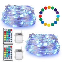 Tensteed 2 Pack Fairy String Lights,50 Led Fairy Lights Battery Operated Multicolor Changing Twinkle Lights With Remote,164Ft Silvery Copper Wire Firefly Lights For Party Wedding Christmas Dacor