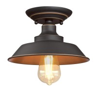 Westinghouse Lighting 6370100 Iron Hill 9Inch Onelight Indoor Semi Flush Mount Ceiling Light Oil Rubbed Bronze Finish With H