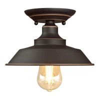 Westinghouse Lighting 6370100 Iron Hill 9Inch Onelight Indoor Semi Flush Mount Ceiling Light Oil Rubbed Bronze Finish With H