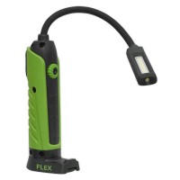 Sealey Ledflexg 1 Cob + 1 Led Flexi Rechargeable Inspection Lamp Green Li-Ion