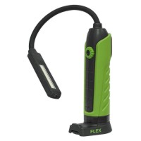 Sealey Ledflexg 1 Cob + 1 Led Flexi Rechargeable Inspection Lamp Green Li-Ion