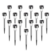 Lovenite Solar Pathway Lights, Led Stainless Steel Waterproof Landscape Lighting Outdoor Lights For Patio Lawn Garden Pathway Decor(Cool White-16 Pack)