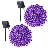 Toodour Solar Halloween Lights Outdoor 2 Pack 200 Led 8 Modes Purple Halloween String Lights Waterproof Solar Lights String Fo