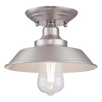 Westinghouse Lighting 6370000 Iron Hill 9-Inch, One-Light Indoor Semi Flush Mount Ceiling Light, Brushed Nickel Finish