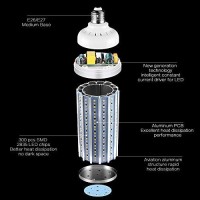 Fannicoo 2 Pack 500W Equivalent Led Corn Light Bulb 5500 Lumen 6500K 60W Large Area Cool Daylight White E26/E27 Medium Base For Outdoor Indoor Garage Warehouse Factory Workshop Street Backyard