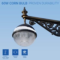 Fannicoo 2 Pack 500W Equivalent Led Corn Light Bulb 5500 Lumen 6500K 60W Large Area Cool Daylight White E26/E27 Medium Base For Outdoor Indoor Garage Warehouse Factory Workshop Street Backyard