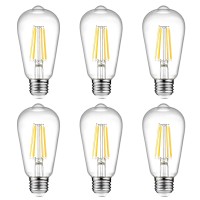 Ascher Vintage Led Edison Bulbs 6W, Equivalent 60W Incandescent, Warm White 2700K, St58 Antique Led Filament Bulbs With 80+ Cri, E26 Medium Base, Non-Dimmable, Clear Glass, 6-Packs