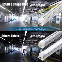 Jesled 4Ft Led Shop Light, 4 Foot 36W Led Light Fixture, High Output 4500 Lumen, 6500K, Clear Cover, V-Shape Leds, Plug And Play, T8 Led Tube Light For Cooler Door, Garage, Workshop (6-Pack)