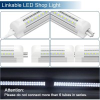 Jesled 4Ft Led Shop Light, 4 Foot 36W Led Light Fixture, High Output 4500 Lumen, 6500K, Clear Cover, V-Shape Leds, Plug And Play, T8 Led Tube Light For Cooler Door, Garage, Workshop (6-Pack)