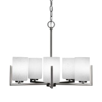 Atlas 5 Light Chandelier In Graphite Finish With 4 White Muslin Glass