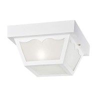 Ciata Porch Ceiling Light, Outdoor Porch Light, Flush Mount Indoor/Outdoor Light Fixture, 60 Watts, E26 Base, Frosted Glass Panels For Porch, Patio, Garage Door, Balcony In White Finish