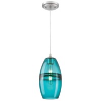 Westinghouse Lighting 6366300, Brushed Nickel Finish With Turquoise Glass Soren One-Light Indoor Mini Pendant, One Size