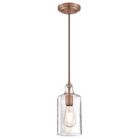 Westinghouse 6371500 Washed Copper Finish With Clear Textured Glass Carmen Onelight Indoor Mini Pendant Size