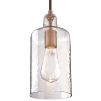 Westinghouse 6371500 Washed Copper Finish With Clear Textured Glass Carmen Onelight Indoor Mini Pendant Size