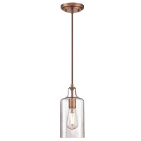 Westinghouse 6371500 Washed Copper Finish With Clear Textured Glass Carmen Onelight Indoor Mini Pendant Size