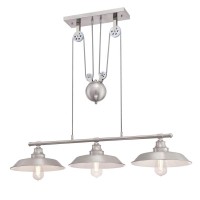 Westinghouse Lighting 6369900 Iron Hill Three-Light Indoor Island Pulley Pendant Light, Brushed Nickel Finish